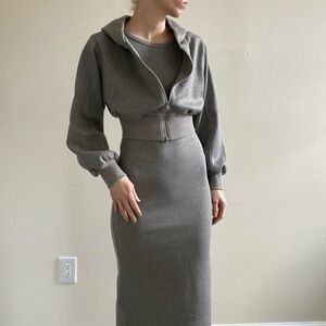 Grey Bodycon/Hoodie Set